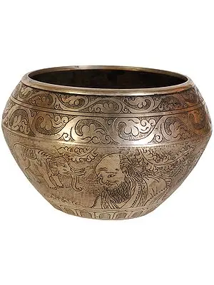 Tibetan Buddhist Begging Bowl with Jataka Stories