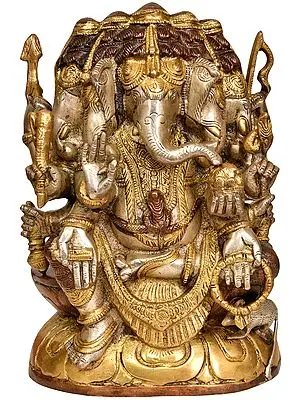 10" Five Headed Lord Ganesha In Brass | Handmade | Made In India