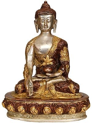 9" Medicine Buddha with Life Scenes on Reverse In Brass | Handmade | Made In India
