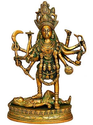 11" Goddess Kali In Brass | Handmade | Made In India