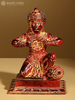 8" Hanuman Ji Tearing His Chest to Reveal Rama and Sita In Brass