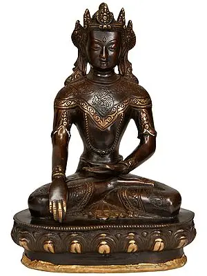 9" Crown Buddha in Bhumisparsha Mudra In Brass | Handmade | Made In India