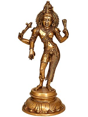 11" Ardhanarishvara (Shiva Shakti) In Brass | Handmade | Made In India