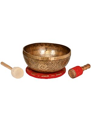 Superfine Hand Hammered  Singing Bowl with the Image of Lord Shiva