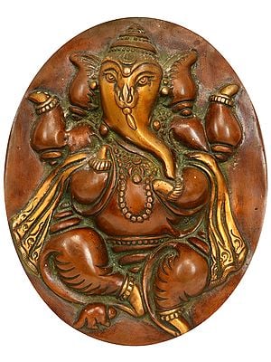 8" Lord Ganesha Wall Hanging Plate In Brass | Handmade | Made In India