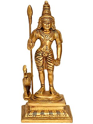 6" Karttikeya - Hindu War God In Brass | Handmade | Made In India