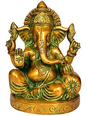 6" Lord Ganesha Brass Sculpture | Handmade | Made in India