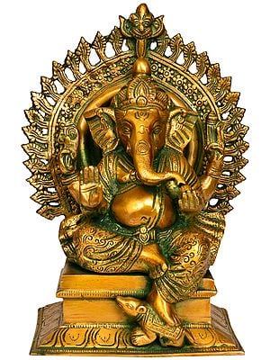 Lord Ganesha on Kirtimukha Throne
