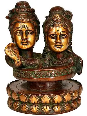 6" Shiva Parvati -Mukhalingam In Brass | Handmade | Made In India