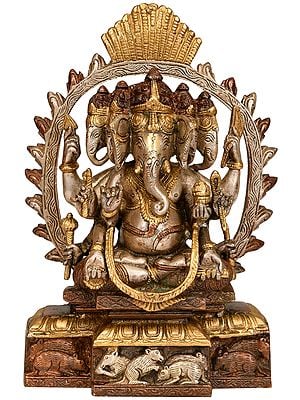 9" Panchamukhi Lord Ganesha | Brass | Handmade