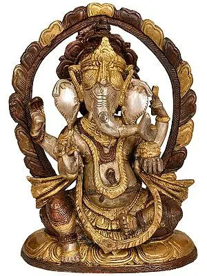9" Enthroned Ganesha In Brass | Handmade | Made In India
