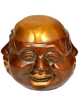 3" Four Faced Head of Laughing Buddha In Brass | Handmade | Made In India