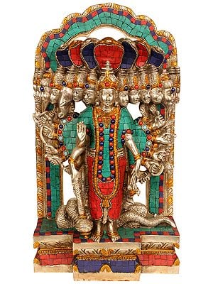 14" Vishvarupa Vishnu In Brass | Handmade | Made In India