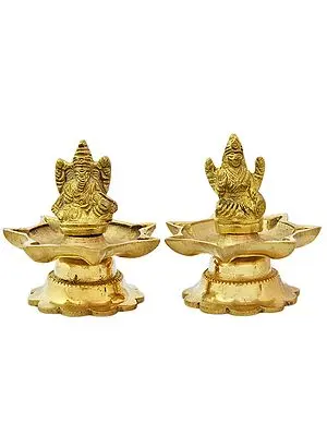 2" Ganesha Lakshmi (Pair of Lamp) In Brass | Handmade | Made In India