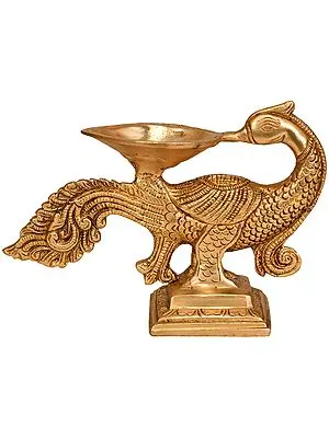6" Peacock Lamp in Brass | Handmade | Made in India