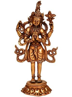 Four Armed Avalokiteshvara Idol - Handmade Copper Statue from Nepal