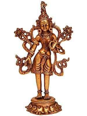 Buddhist Goddess Green Tara - Copper Statue from Nepal