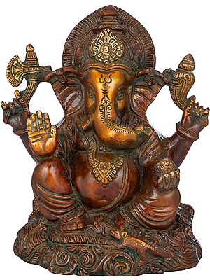 6" Lord Ganesha In Brass | Handmade | Made In India