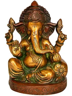 6" Lord Ganesha Brass Sculpture | Handmade | Made in India