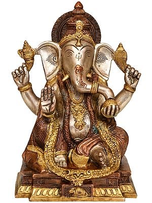 8" Lord Ganesha Brass Sculpture | Handmade | Made in India