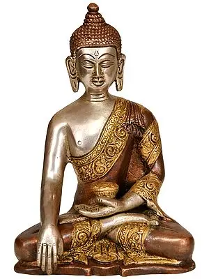5" Tibetan Buddhist Lord Buddha in Bhumisparsha Mudra In Brass | Handmade | Made In India