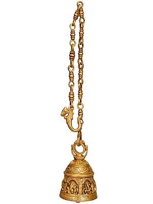 5" Lord Ganesha Temple Hanging Bell In Brass | Handmade | Made In India
