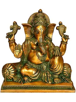 10" Blessing Lord Ganesha In Brass | Handmade | Made In India