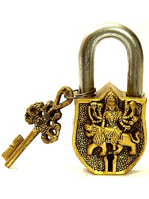 Goddess Durga Temple Lock in Brass