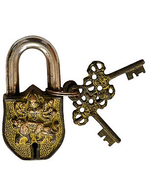 Goddess Durga Temple Lock in Brass