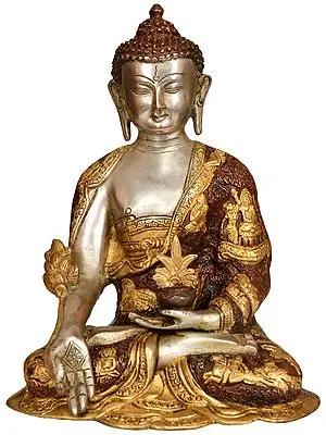 11" Tibetan Buddhist Medicine Buddha In Brass | Handmade | Made In India