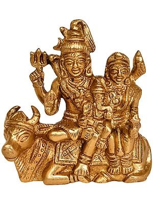 3" Shiva Family Brass Statue | Handmade | Made in India