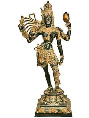 40" Large Size Ardhanarishvara (Shiva Shakti) In Brass | Handmade | Made In India