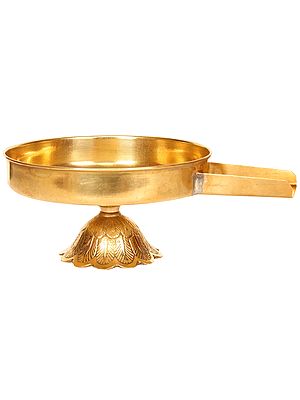8" Small Abhisheka Patra In Brass | Handmade | Made In India