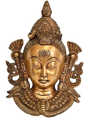 10" Lord Shiva Wall Hanging Mask In Brass | Handmade | Made In India