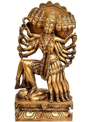 16" Ten Headed Goddess Kali In Brass | Handmade | Made In India