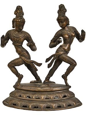 13" Dancing Shiva and Parvati In Brass | Handmade | Made In India