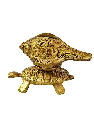 2" Conch on Tortoise (Small Statue) In Brass | Handmade | Made In India