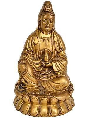 6" Japanese Buddhist Kuan Yin -Goddess of Compassion In Brass | Handmade | Made In India