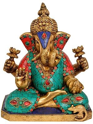 9" Lord Ganesha In Brass | Handmade | Made In India
