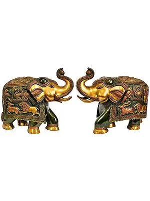 Pair of Elephants with Upraised Trunks (Supremely Auspicious According to Vastu)