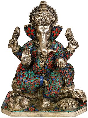 12" Puja Ganesha In Brass | Handmade | Made In India