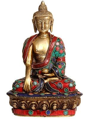 8" Tibetan Buddhist Deity Buddha in Bhumisparsha Mudra In Brass | Handmade | Made In India