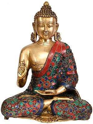 11" Lord Buddha Preaching His Dharma (Tibetan Buddhist Deity) In Brass | Handmade | Made In India