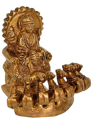 2" Lord Surya on His Seven Horses Chariot in Brass | Handmade | Made In India