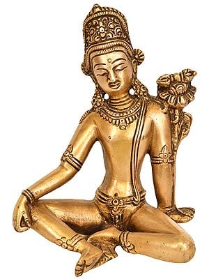 5" Lord Indra Sculpture in Brass | Handmade | Made in India