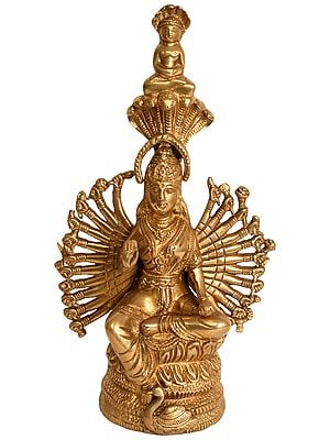 10" Devi Padmavati - Mother of Lord Mahavira In Brass | Handmade | Made In India