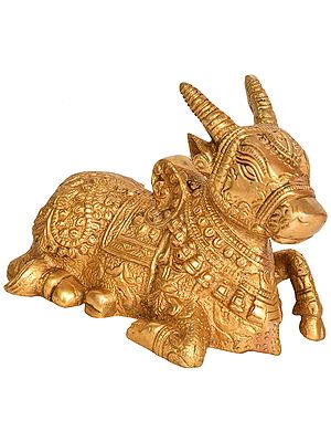 5" Brass Nandi Statue - The Vehicle of Lord Shiva | Handmade | Made in India