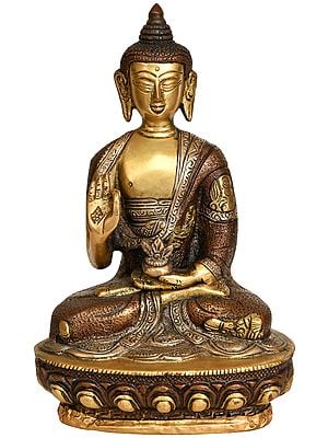 8" Lord Buddha Preaching His Dharma (Tibetan Buddhist Deity) In Brass | Handmade | Made In India