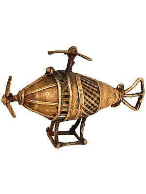 6" Helicopter (Tribal Statue from Bastar) In Brass | Handmade | Made In India