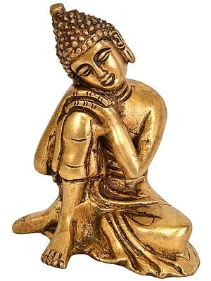 3" Thinking Buddha - Tibetan Buddhist Deity In Brass | Handmade | Made In India